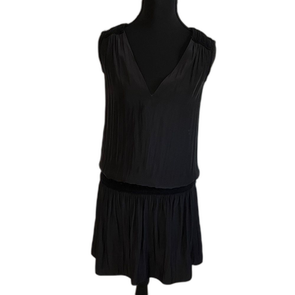 Ramy Brook Black Sleeveless Popover V Neck Dress Crochet Back XS
